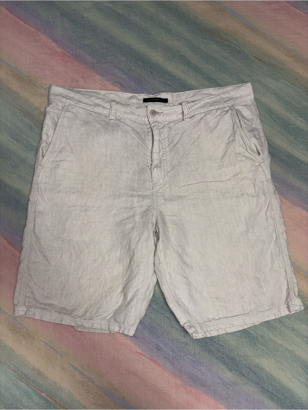 John Varvatos Star USA Men’s 100% Linen Khaki Casual Shorts Size 38 Beige